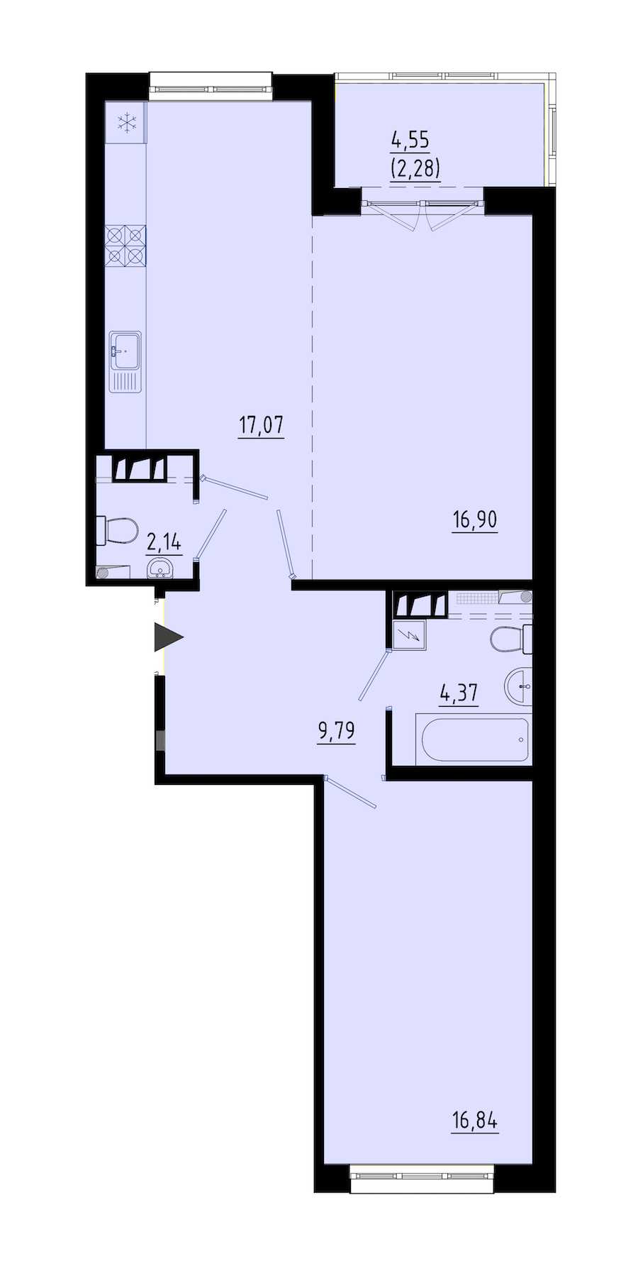 Однокомнатная квартира в : площадь 67 м2 , этаж: 1 – купить в Санкт-Петербурге